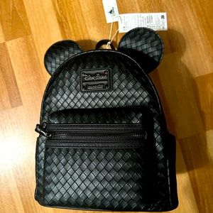 NWT Disney Parks Loungefly Woven Black Leather